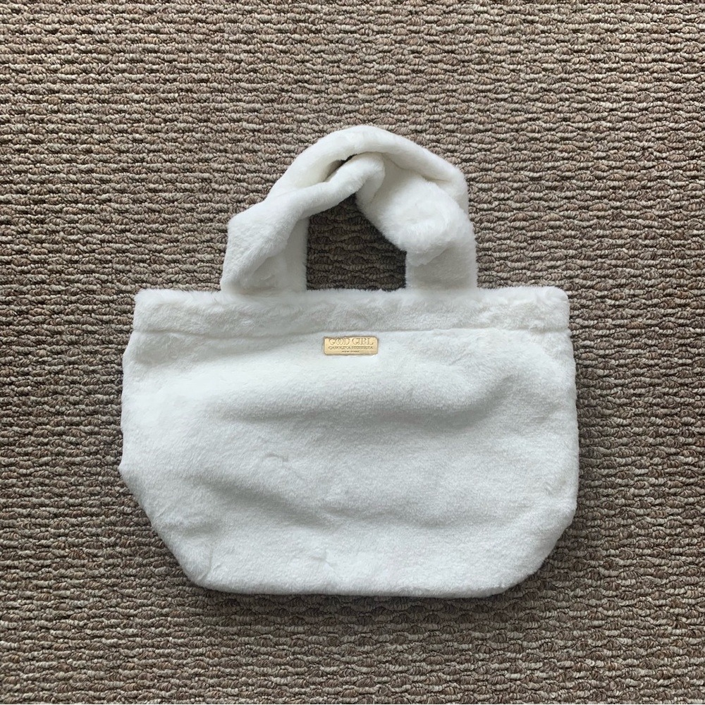 Carolina Herrera White Plush Tote